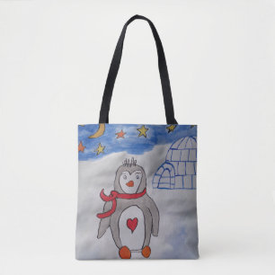 Sac fourre-tout de pingouin à neige d'hiver