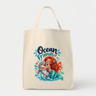 Sac fourre-tout de plage dauphin amis de l'océan s