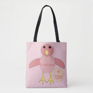Sac fourre-tout de poussins d'anniversaire rose pe