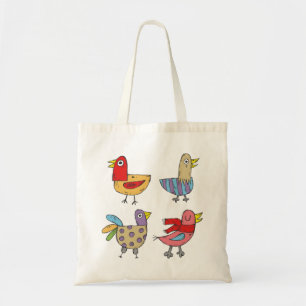 Sac fourre-tout de quatre oiseaux colorés