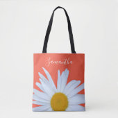 Sac fourre-tout de script blanc orange Daisy (Devant)