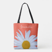 Sac fourre-tout de script blanc orange Daisy (Dos)