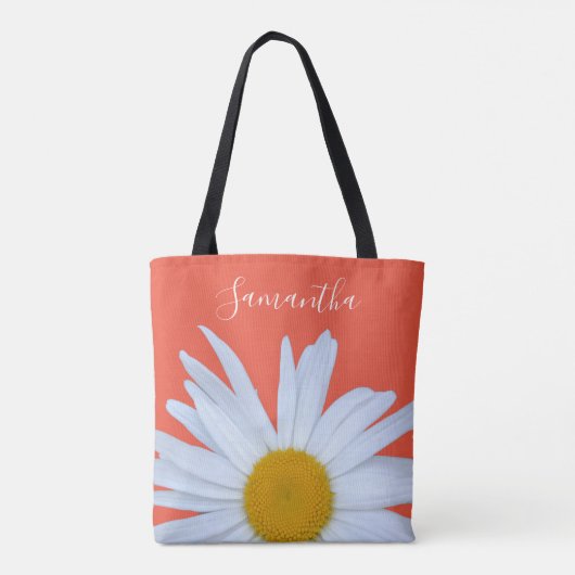 Sac fourre-tout de script blanc orange Daisy (Dos)