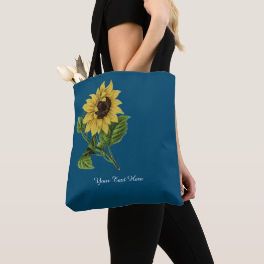 Sac fourre-tout de tournesol jaune personnalisé (De près)