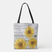 Sac fourre-tout de tournesols en bois blanc rustiq (Dos)