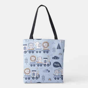 Sac fourre-tout de train animal bleu mignon - Safa