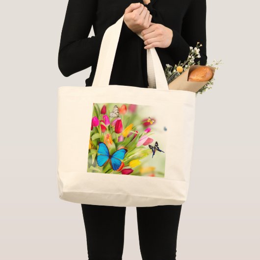 Sac fourre-tout de tulipes et papillons (Devant (produit))