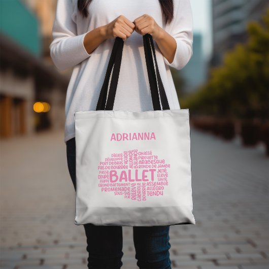 Sac fourre-tout de typographie de ballet rose pers