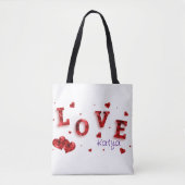 Sac fourre-tout de typographie moderne Red Hearts (Devant)