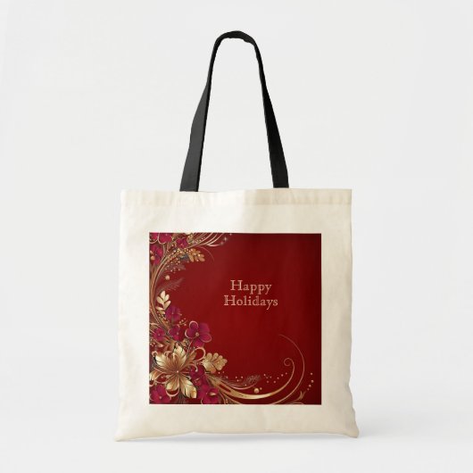 Sac fourre-tout de vacances Red Gold Floral (Devant)