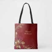 Sac fourre-tout de vacances Red Gold Floral (Devant)