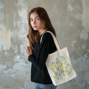 Sac fourre-tout de vignes au citron bleu et jaune