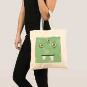 Sac fourre-tout de visage Monster Vert Kawaii (Devant (produit))