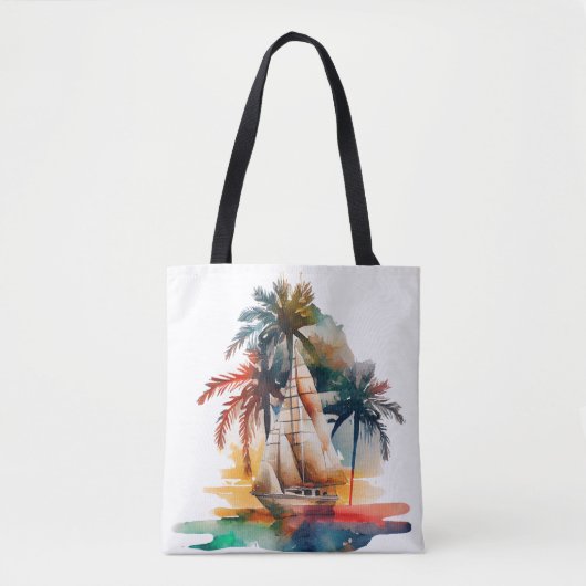 Sac fourre-tout de voilier coloré Tropical Palm (Devant)