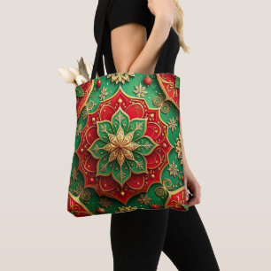 Sac fourre-tout décoratif rouge vert pour Noël