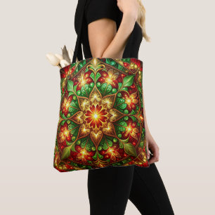 Sac fourre-tout décoratif vert rouge pour Noël et