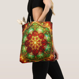 Sac fourre-tout décoratif vert rouge pour Noël et