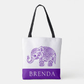 Sac fourre-tout d'éléphant à la paisley florale vi (Dos)