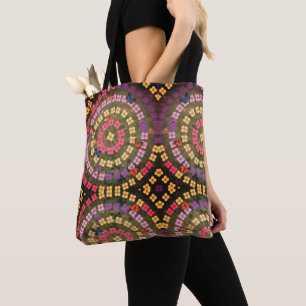 Sac fourre-tout d'épaule à motif floral rond