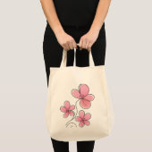 Sac fourre-tout d'épaule naturel avec 3 fleurs ros (Devant (produit))