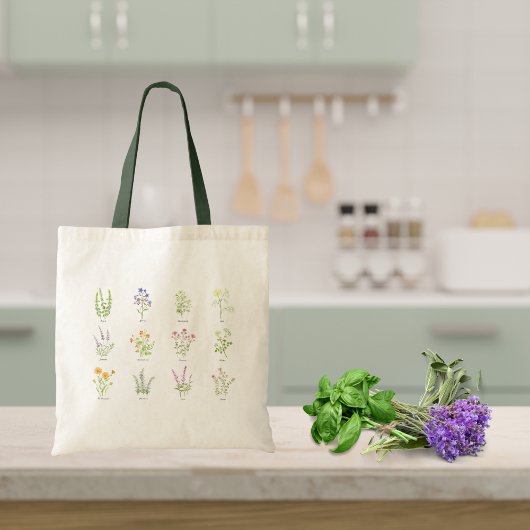 Sac fourre-tout des herbes d'aquarelle