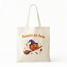 Sac fourre-tout design citrouille à balai en hallo