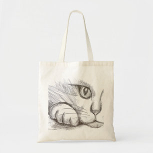 Sac fourre-tout dessin au crayon de chat