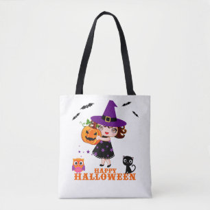 sac fourre-tout d'halloween de sorcière mignonne