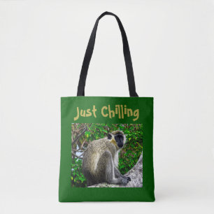 sac fourre-tout d'impression de singe vert "Just C