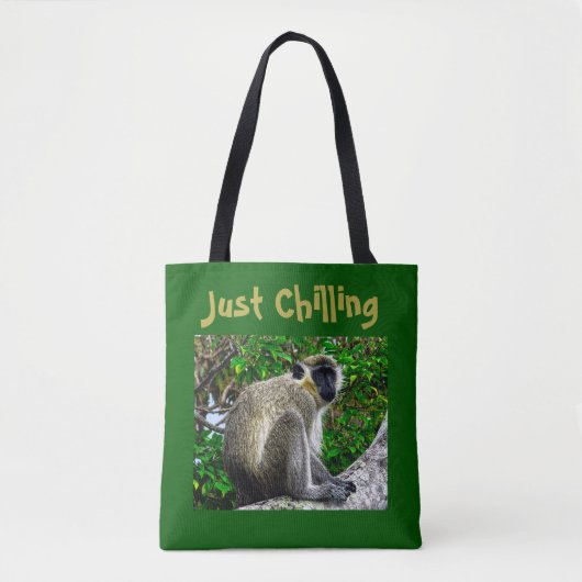 sac fourre-tout d'impression de singe vert "Just C (Devant)