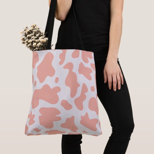 Sac fourre-tout d'impression de vache rose (De près)