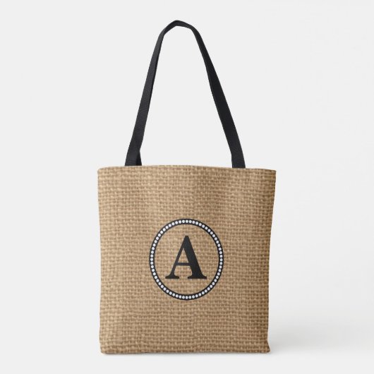 Sac fourre-tout d'impression Monogram Faux Burlap (Dos)