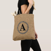 Sac fourre-tout d'impression Monogram Faux Burlap (De près)