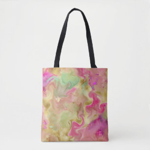 Sac fourre-tout d'impression rose, or, marbre vert