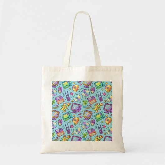 Sac fourre-tout doodle de technologie rétro esthét (Devant)