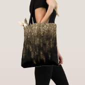 Sac fourre-tout doré noir brillant (De près)