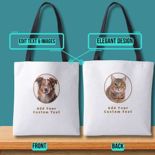 Sac fourre-tout double face avec photo pour animau