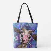 Sac fourre-tout drôle avec vache curieuse joueuse (Dos)