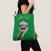 Sac fourre-tout drôle Happy Ostrich personnalisé c (De près)