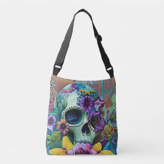 sac fourre-tout du crâne de fleurs