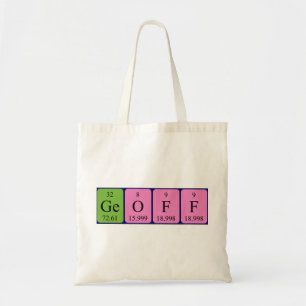 Sac fourre-tout du nom de table périodique Geoff