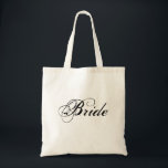 Sac fourre-tout élégant à jeune mariée<br><div class="desc">Ce sac fourre-tout comporte le mot "jeune mariée" dans une police noire élégante - grande pour jeune-à-soyez ! Perfectionnez pour tenir un wedding planner,  des magazines,  etc. !</div>