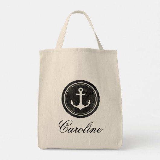 Sac fourre-tout élégant à motif d'ancre marine noi (Dos)