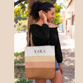 Sac fourre-tout élégant à rayures avec nom – Chic