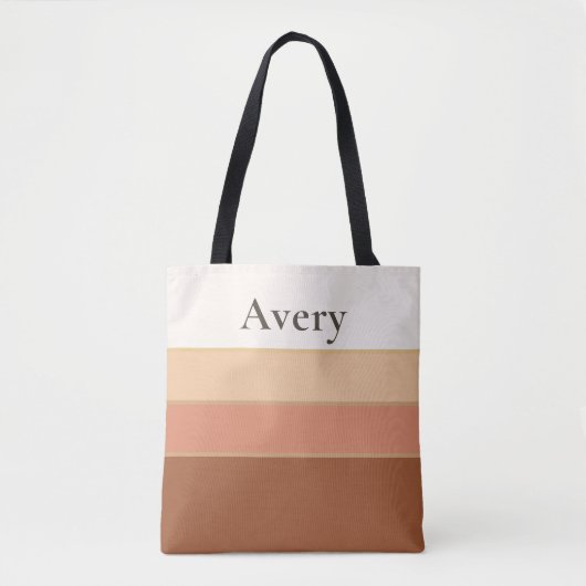 Sac fourre-tout élégant à rayures avec nom – Chic (Devant)