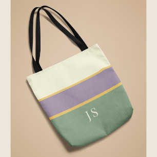 Sac fourre-tout élégant à rayures et monogramme pe
