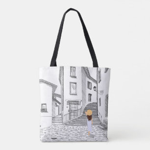 Sac fourre-tout élégant avec vieille ville à la ma