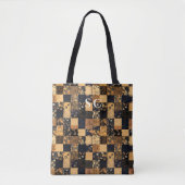 Sac fourre-tout élégant en patchwork à fleurs bleu (Devant)
