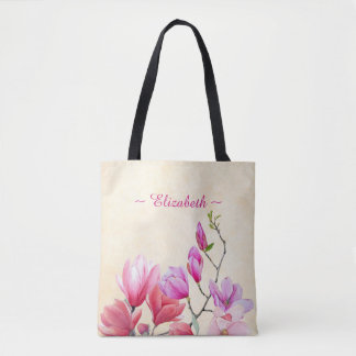 Sac fourre-tout en aquarelle rose sur crème Magnol