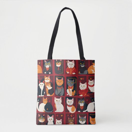 sac fourre-tout en art Ai de chats patchwork (Devant)